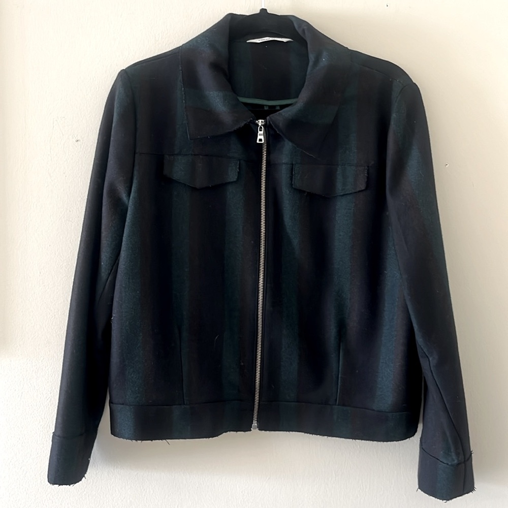 Chloé Stora Black Green Wool Blend Zip Jacket